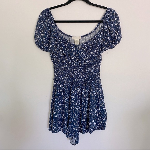 Altar'd State Pants - Altar'd State Navy Floral Romper